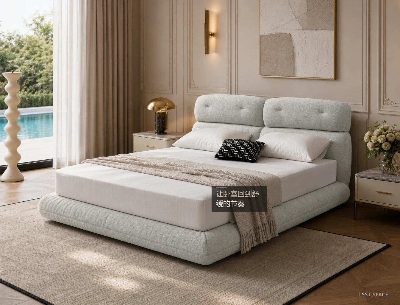 C035 Libra Fabric Upholstered Bed 11