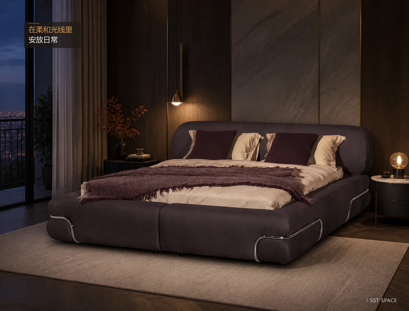 C091 Framed Upholstered Bed 9