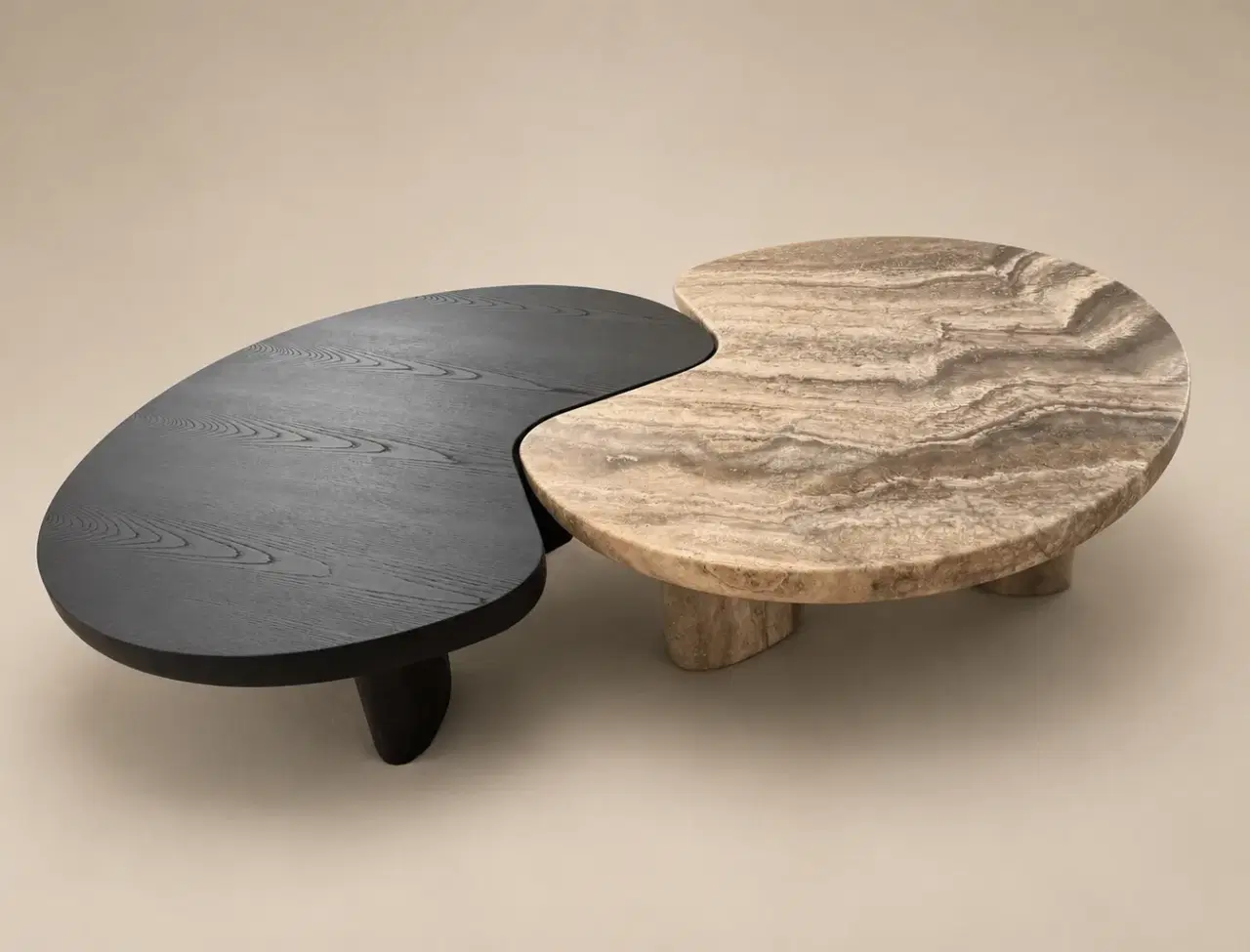 CJ-99-STONE two-tone cloud-form configuration coffee table