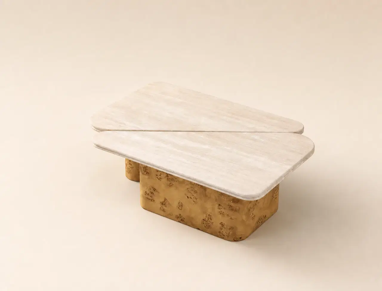 CJ-72 Ivory White Layered Coffee Table