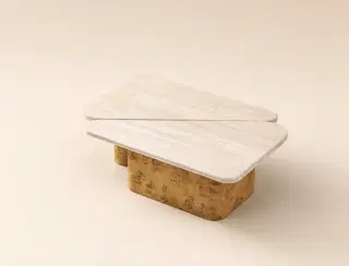 CJ-72 Ivory White Layered Coffee Table 1