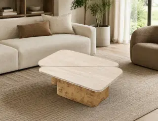 CJ-72 Ivory White Layered Coffee Table 2
