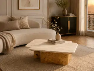 CJ-72 Ivory White Layered Coffee Table 3