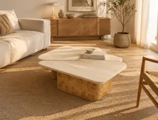 CJ-72 Ivory White Layered Coffee Table 4