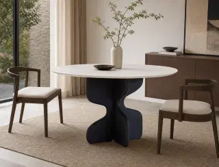 CT-01 Ivory White Curved Dining Table 2