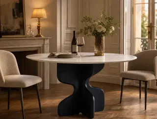 CT-01 Ivory White Curved Dining Table 3