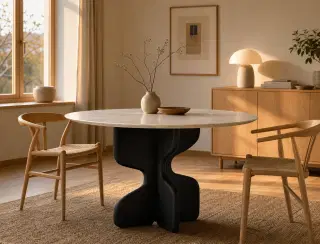 CT-01 Ivory White Curved Dining Table 4