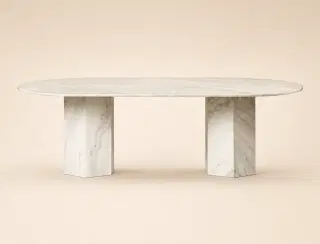 CT-03 Ivory White Oval Stone Dining Table 1