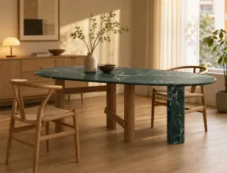 CT-80 Deep Green Stone-Pattern Oval Dining Table 4