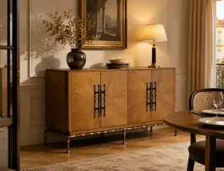 CBG-15 Walnut Wood Grid Sideboard 2