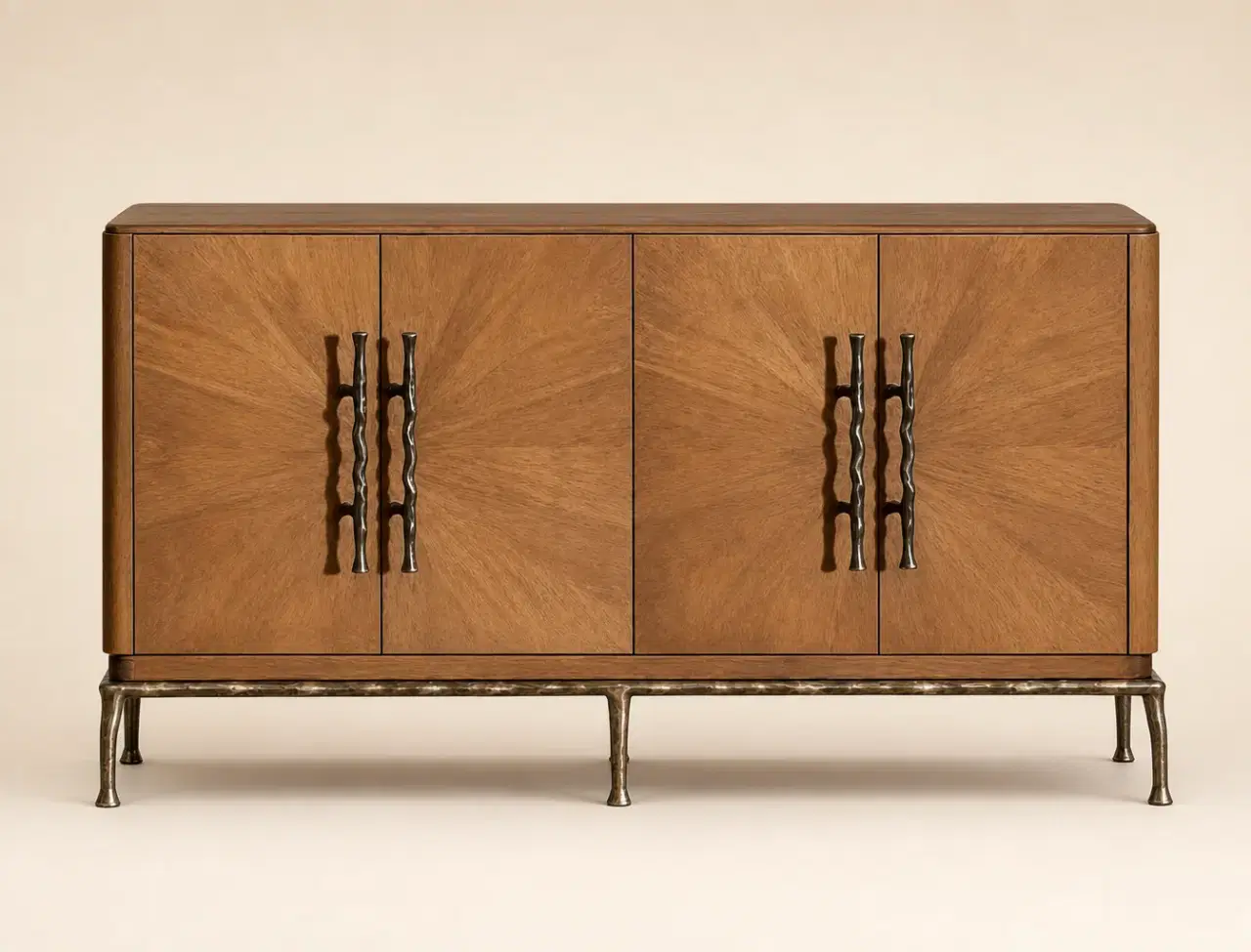 CBG-15 Walnut Wood Grid Sideboard