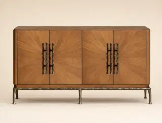 CBG-15 Walnut Wood Grid Sideboard 1