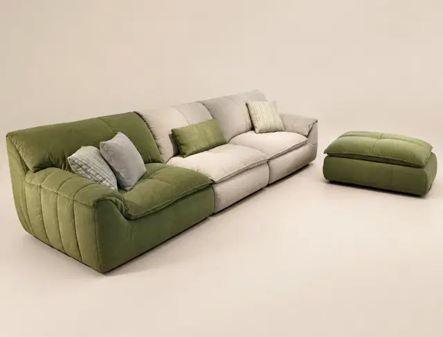 Model 9919 Olive Green and Beige-Gray Modular Sofa