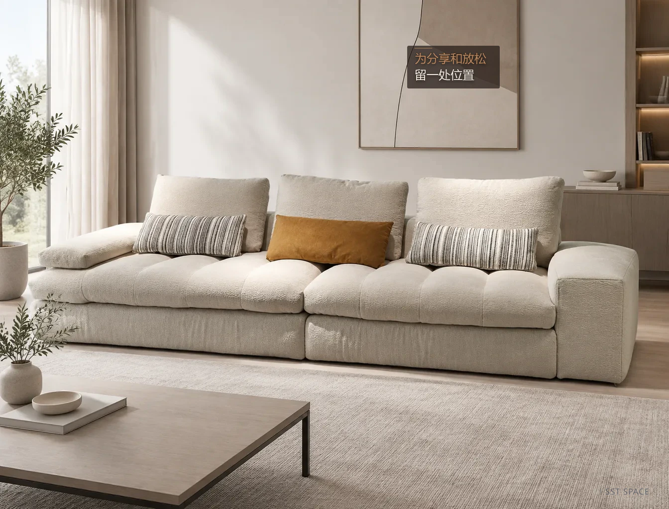 2420 Ivory Cloud Wide-Seat Sofa 3