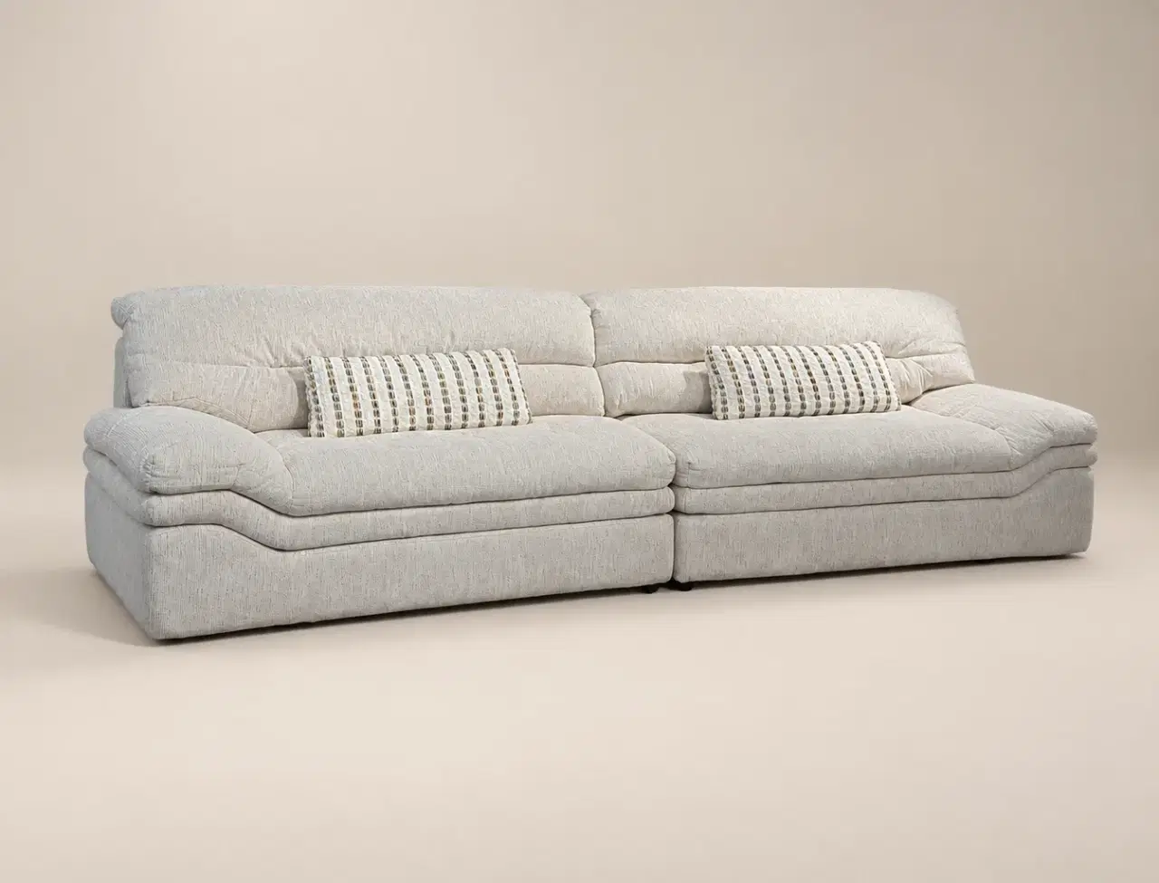 2653 Light Gray Layered Wide-Seat Sofa