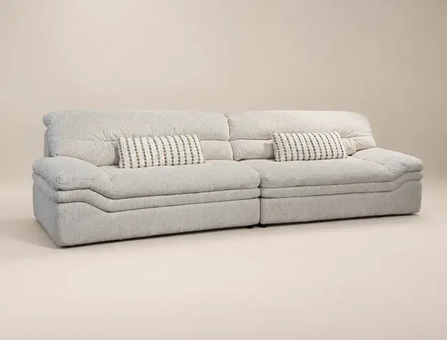 2653 Light Gray Layered Wide-Seat Sofa