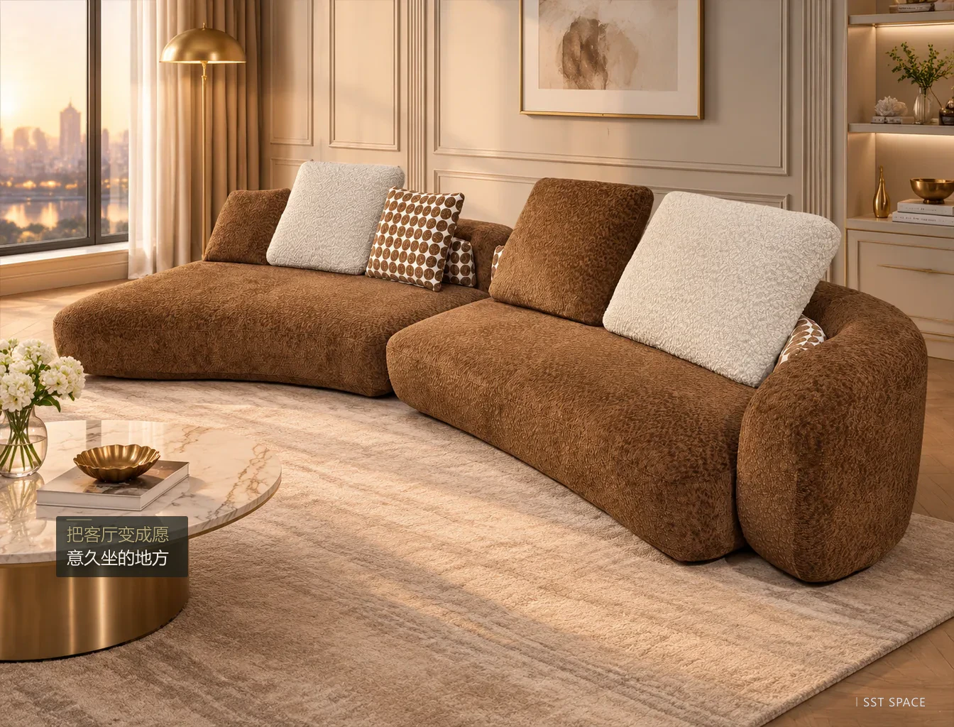 Aip Bessel Modern Chenille Sectional Sofa 3