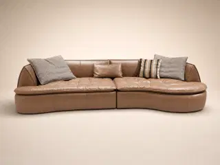 D9020 Dusk Copper Curved-Bay Quilted Low-Profile Modular Sofa 1
