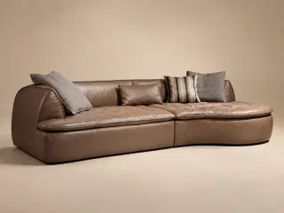 D9020 Dusk Copper Curved-Bay Quilted Low-Profile Modular Sofa 2