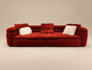 D9021 Red Glow Velvet Sofa 1