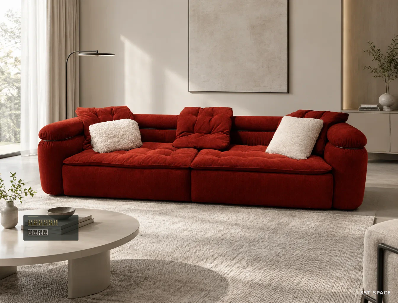 D9021 Red Glow Velvet Sofa 3