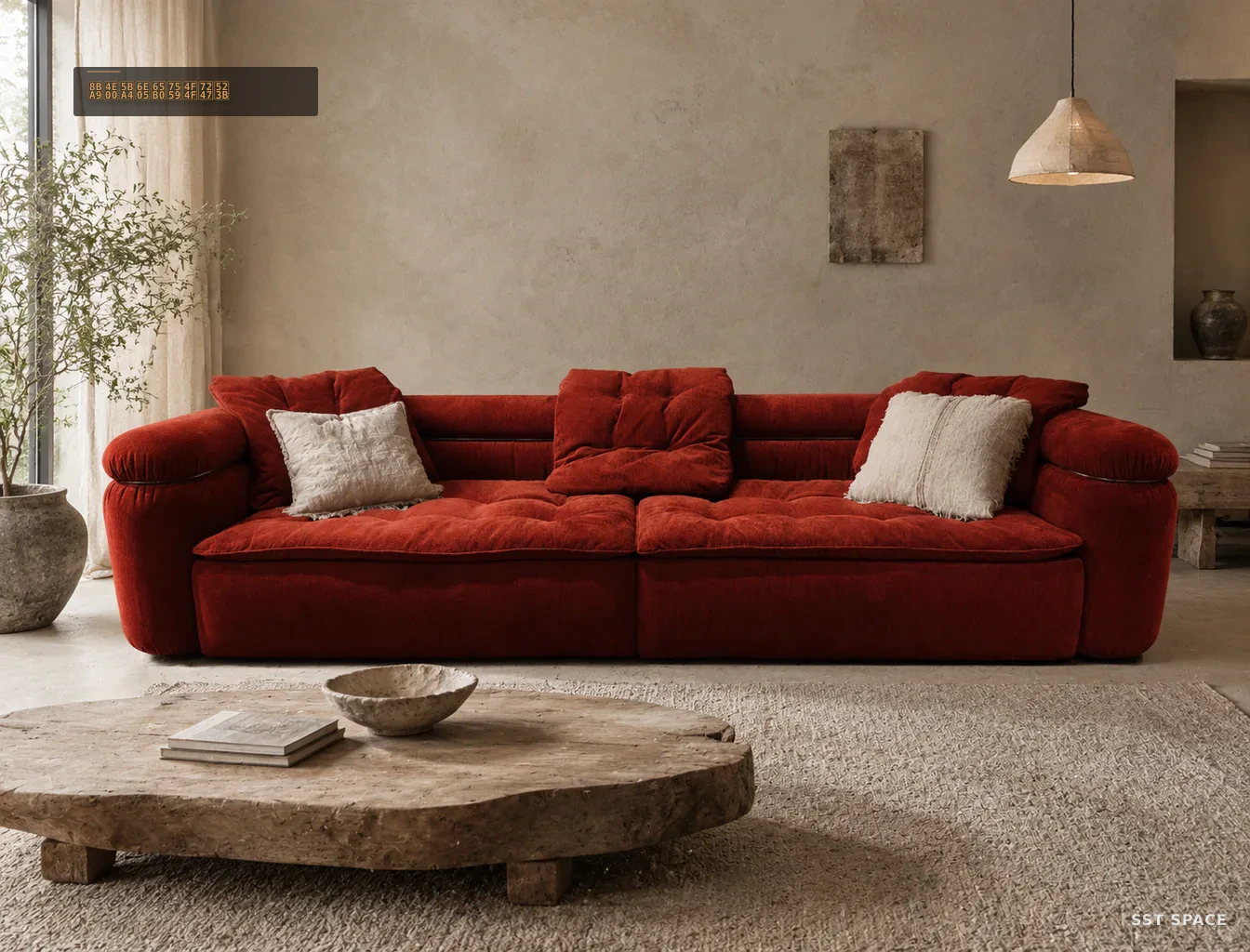 D9021 Red Glow Velvet Sofa 5