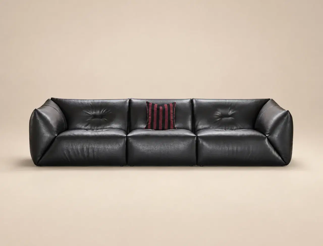D6056 Obsidian Black Folded-Wing Sofa