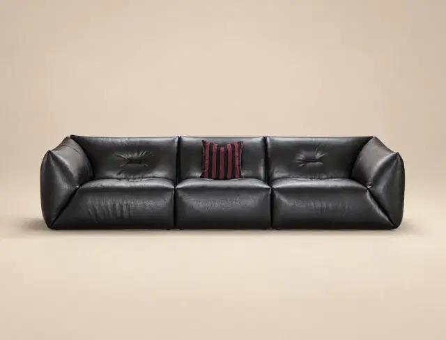 D6056 Obsidian Black Folded-Wing Sofa