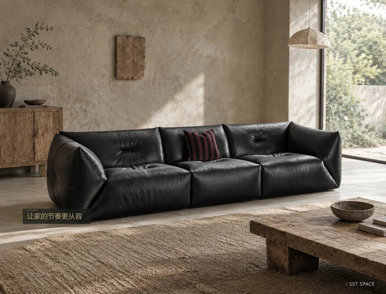 D6056 Obsidian Black Folded-Wing Sofa 5