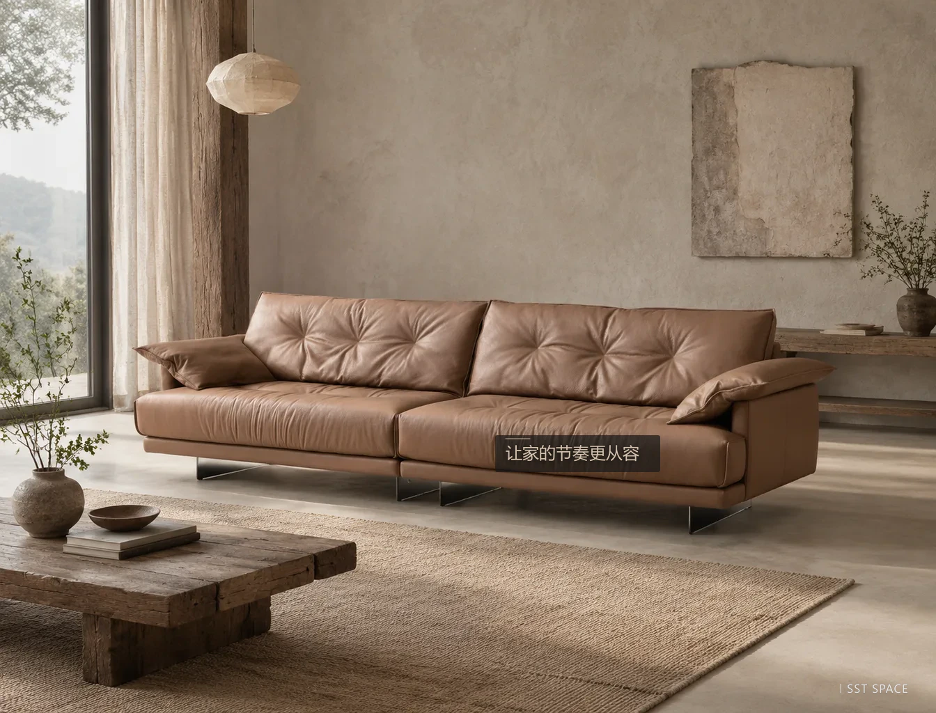 D8038 Caramel Leather Sofa 4