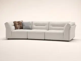 D8073 Ivory Mist Bay Curved Three-Seat Sofa 2