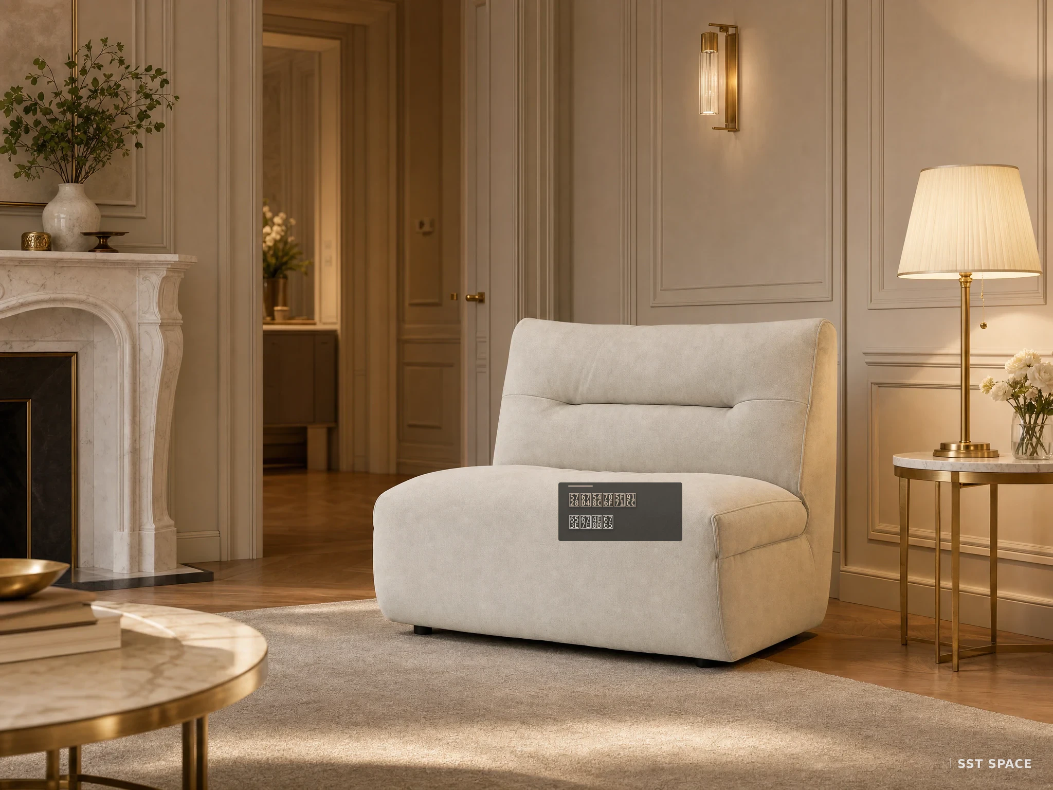 D8073 Ivory Mist Bay Curved Three-Seat Sofa 4