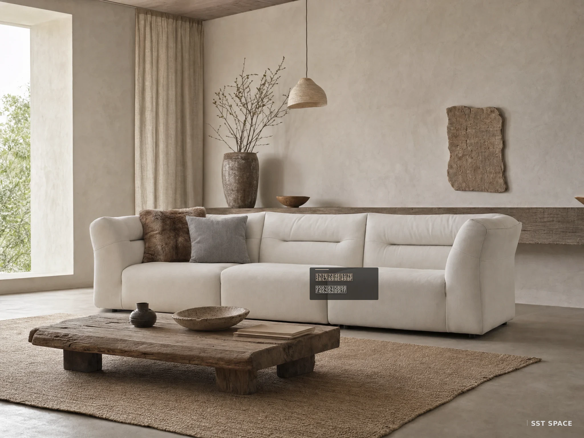 D8073 Ivory Mist Bay Curved Three-Seat Sofa 5