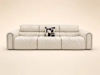 D8078 Milk Frost Ark Three-Section Deep-Seat Sofa 2