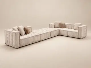 D6086 Cream Square Modular Sofa 2