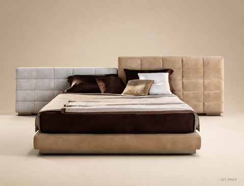 C023 Lawrence Tall-and-Low Headboard Bed