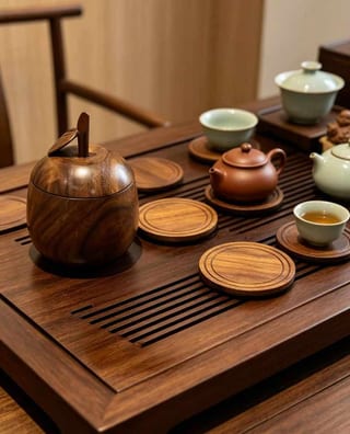 圆形雕花杯垫套装 3