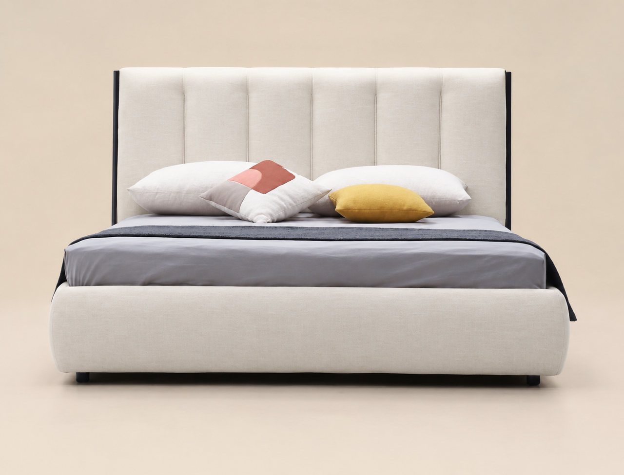 C072 Piped Upholstered Bed